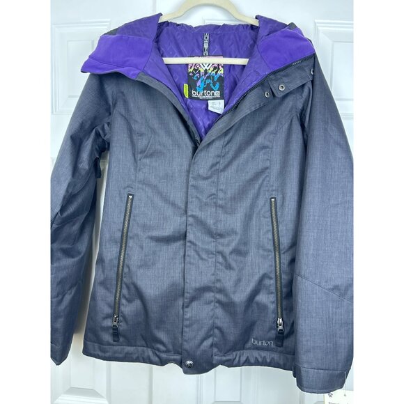 Burton Dryride Snowboarding Jacket Women's Gray Insulated Full Zip Hood S/M NWT - Picture 2 of 9